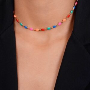 Chocker Dourada Colorida com Extensor - Coleção Almafitana