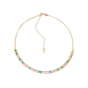 Colar Dourado Chocker de Pedras Coloridas - Coleção Almafitana