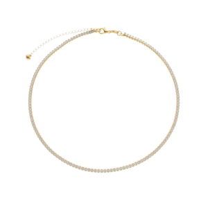 Colar Dourado Chocker Riviera Pedras Brancas - Coleção Almafitana