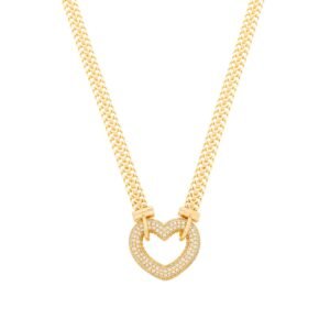 Chocker Dourada de Coração Vazado Crevejado em Zircônia